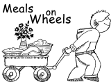 Boy pulling wagon with food
